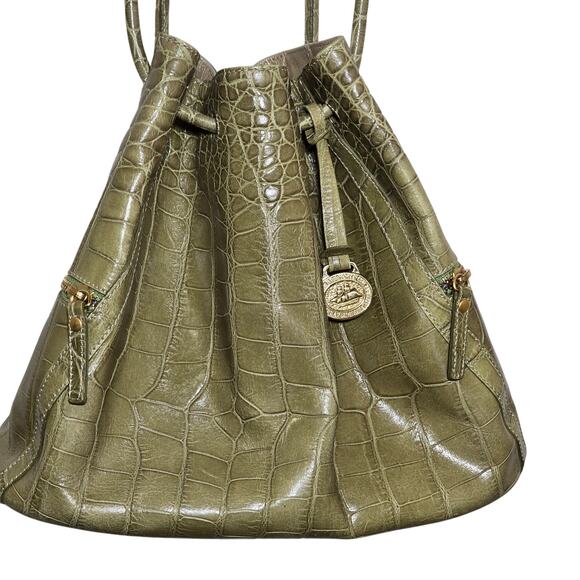 Brahmin Handbags - Vintage Brahmin in Pristine Condition Green Croc Embossed Leather With Bag